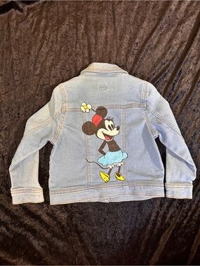 Disney Light Blue Denim Jacket with Minnie Mouse hand painted art
